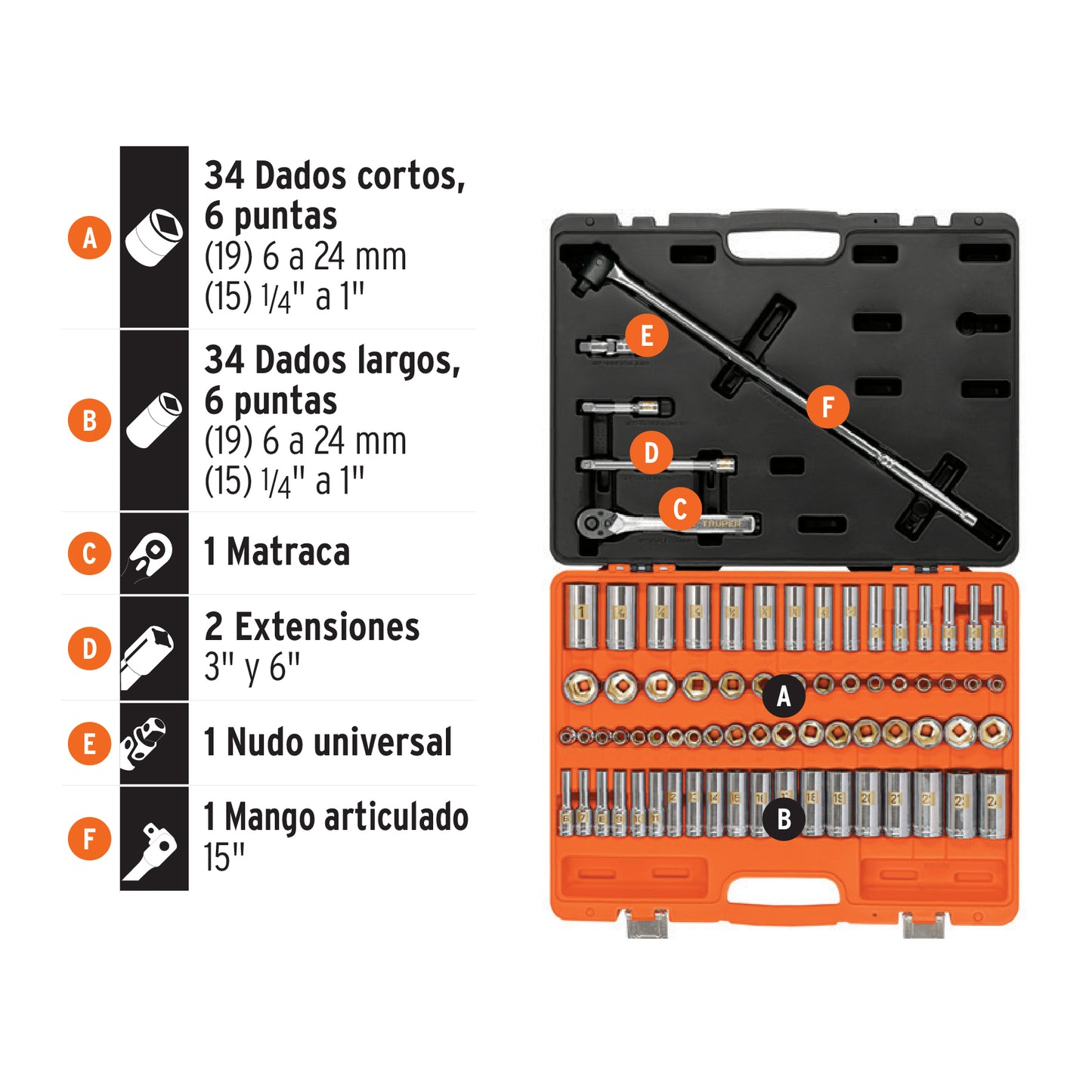 JUEGO DE 73 HERRAMIENTAS 3/8