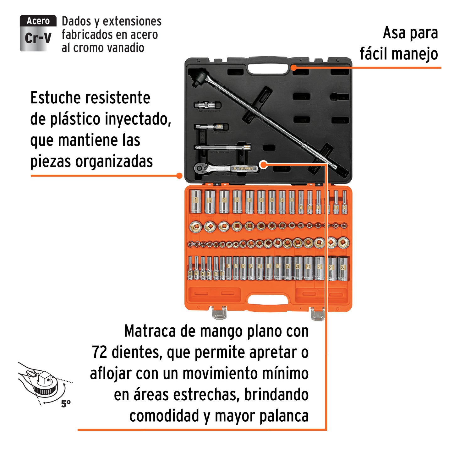 JUEGO DE 73 HERRAMIENTAS 3/8
